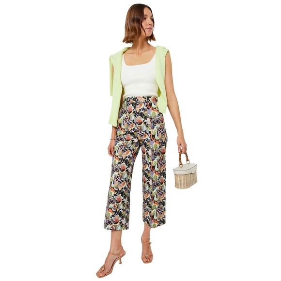 Tuckernuck Pants - NWT Tuckernuck Sassafras Abstract Wide Leg Cuffed Pants in Blue Floral Women's 4
